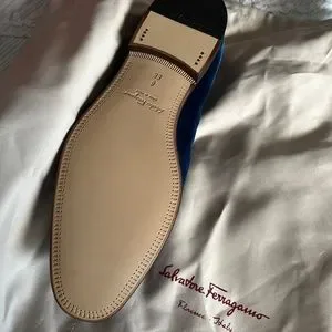 Salvatore Ferragamo Blue Velvet Silver Detailing Loafers Salvatore Ferragamo | Shoes | Salvatore Ferragamo Blue  main image 2
